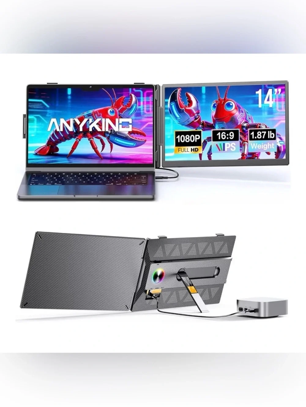 Laptop screen extender 14” FHD 1080 portable monitor for laptop with 100% sRGB